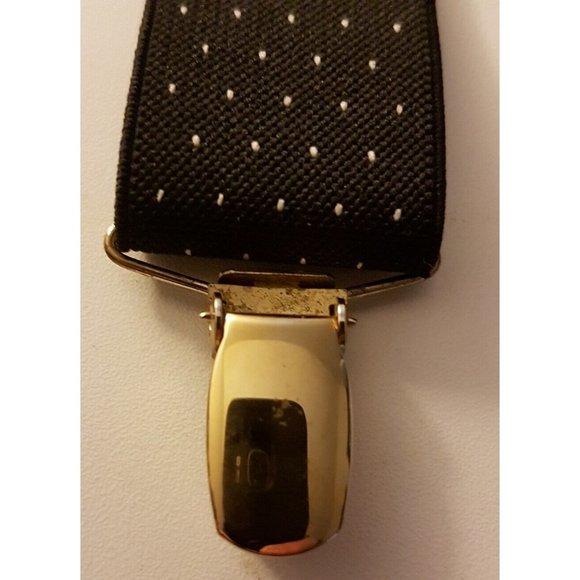 CAS Germany Men's Elastic Suspenders Dots Black Elastics Clips Holders - Picture 5 of 7